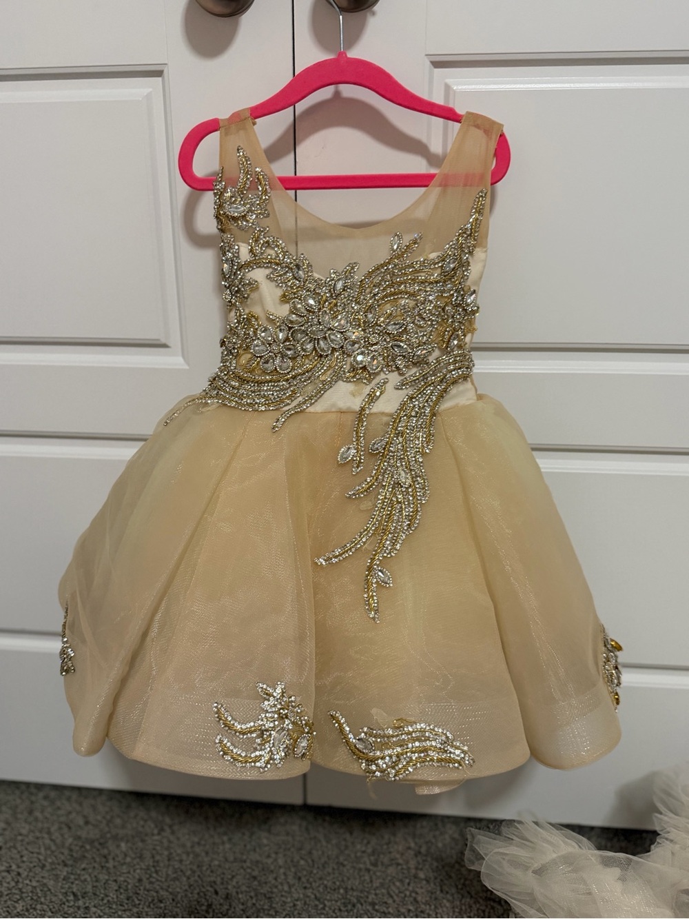 Beaded Gold Tulle Girls' toddler Party Dress